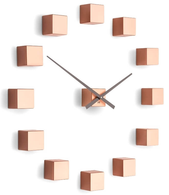Nástěnné hodiny Future Time Nalepovací hodiny Cubic Copper FT3000CO