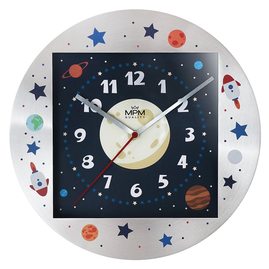 Nástěnné hodiny MPM Quality Dětské kovové hodiny Explore E01.4354.71.A