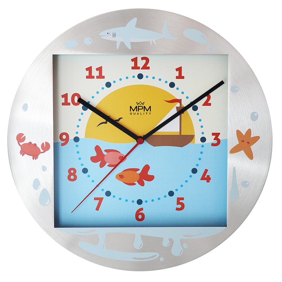Nástěnné hodiny MPM Quality Dětské kovové hodiny Explore E01.4354.71.E - Hodiny a&nbsp;budíky Nástěnné hodiny
