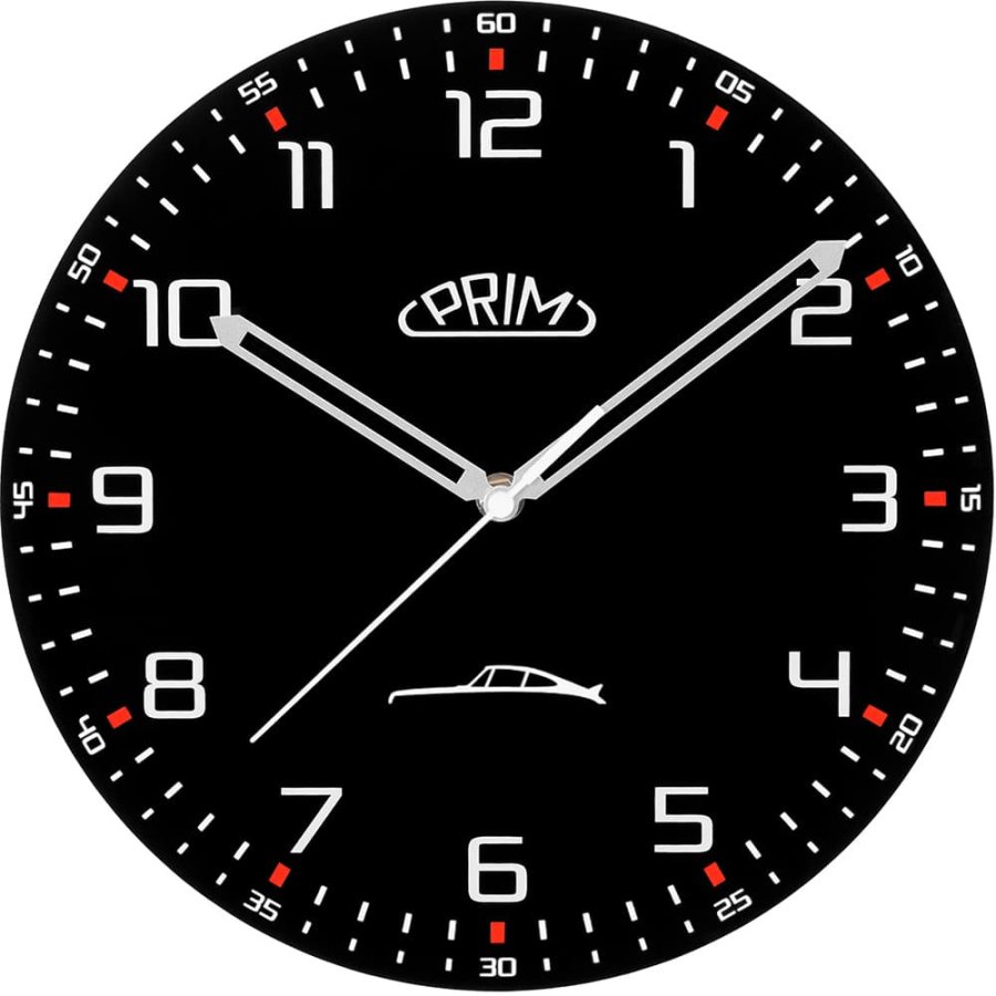 Nástěnné hodiny Prim Speedline - černo-bílé E09.5530.9000