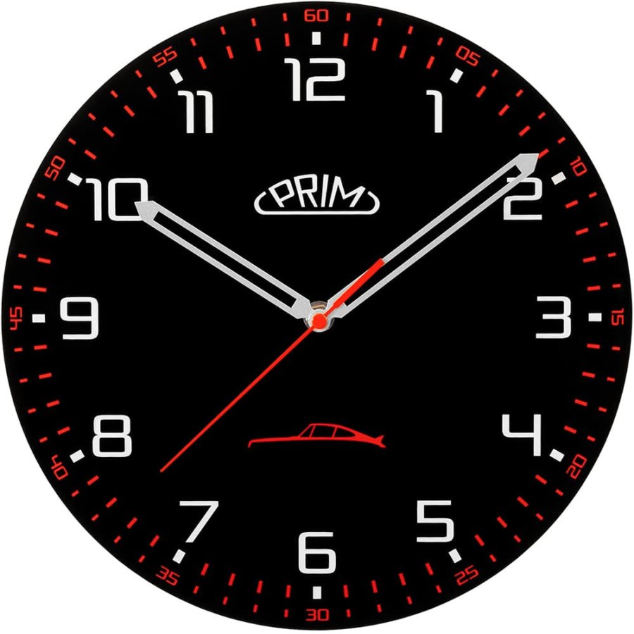 Nástěnné hodiny Prim Speedline - černo-červené E09.5530.9020 - Hodiny a&nbsp;budíky Nástěnné hodiny