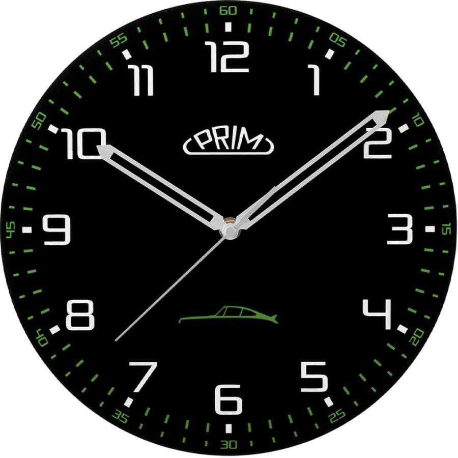 Nástěnné hodiny Prim Speedline - černo-zelené E09.5530.9040 - Hodiny a&nbsp;budíky Nástěnné hodiny