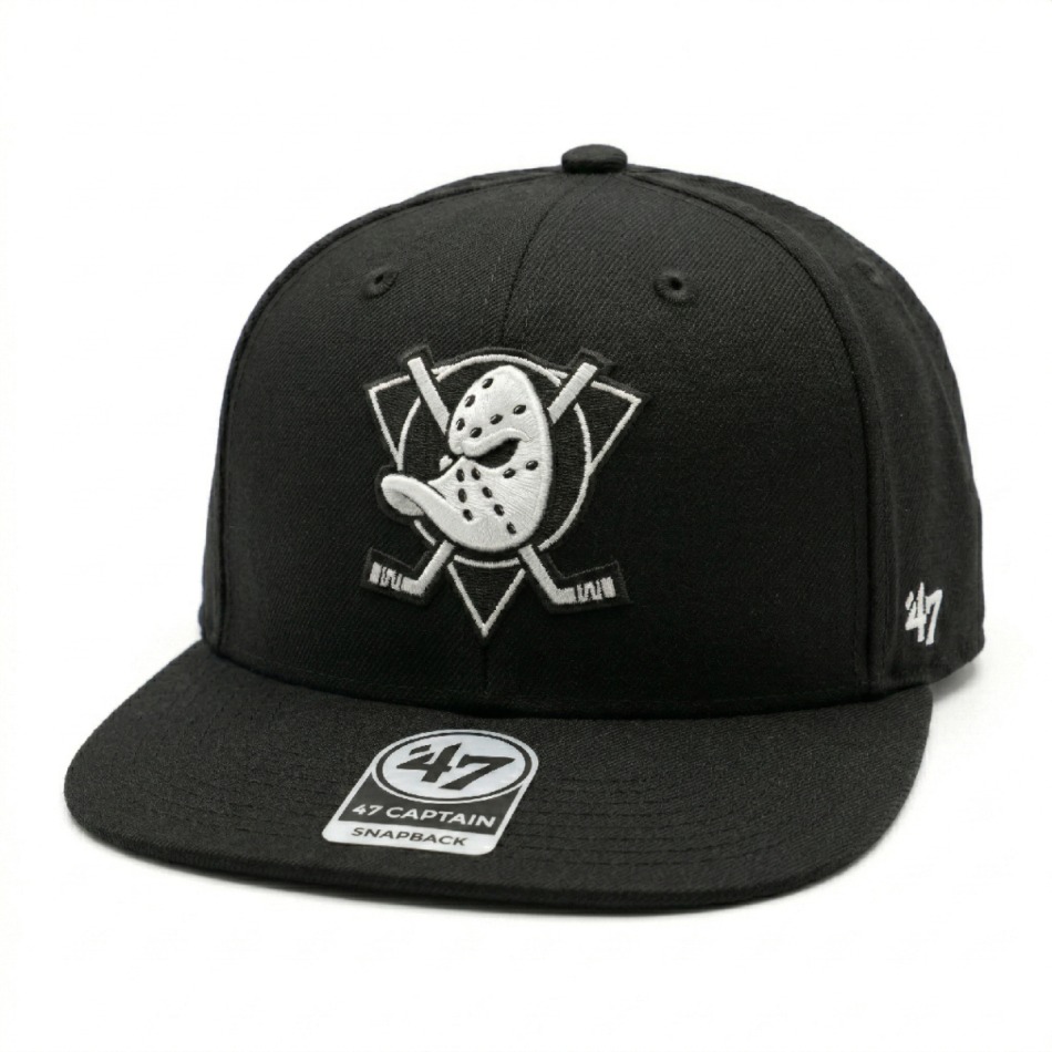 Anaheim Ducks čepice baseballová kšiltovka NHL No Shot ’47 CAPTAIN Black/White - Anaheim Ducks kšiltovky, čepice, rukavice