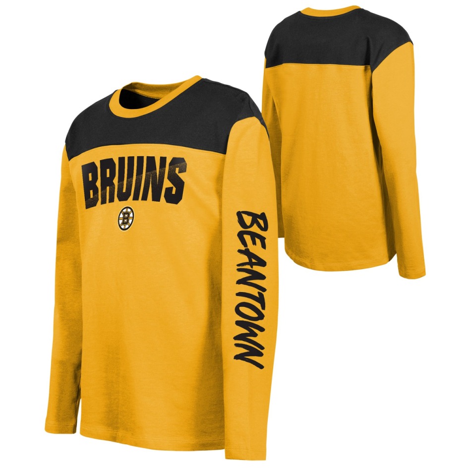 Boston Bruins dětské tričko s&nbsp;dlouhým rukávem Unbeaten Run Ls Crew Nk Tee - Boston Bruins dětské oblečení