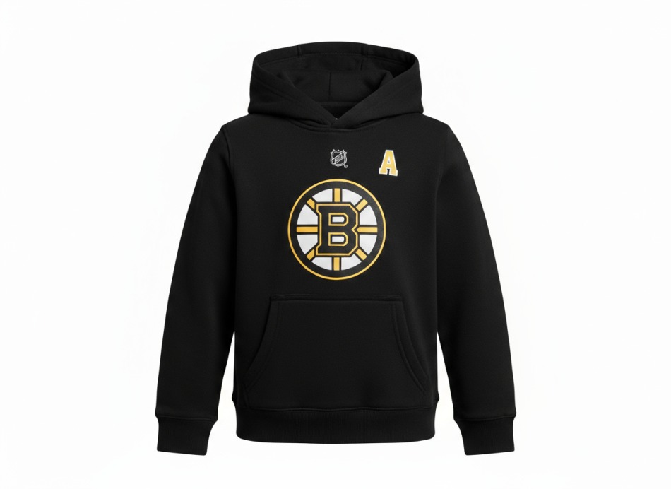 Boston Bruins dětská mikina s&nbsp;kapucí David Pastrnak Flat Alt Cpt N&N Flc - Boston Bruins dětské oblečení