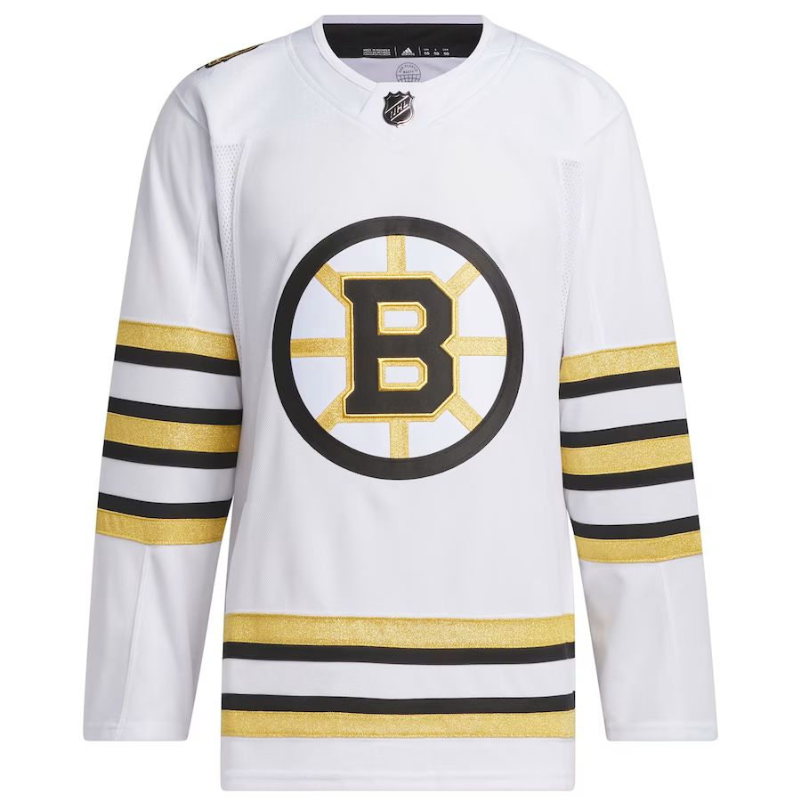 Boston Bruins hokejový dres adidas White 100th Anniversary Primegreen Authentic Jersey - Boston Bruins dresy