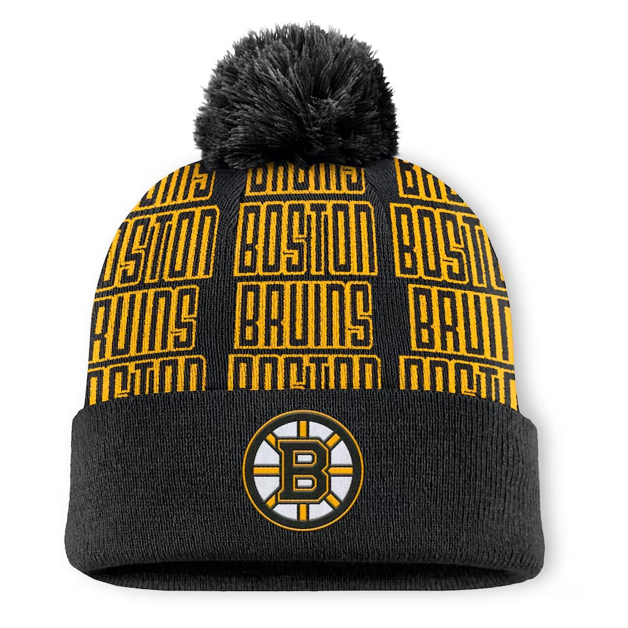 Boston Bruins zimní čepice Fundamental Empty Net Cuffed Knit Hat with Pom Black - Boston Bruins kšiltovky, čepice, rukavice