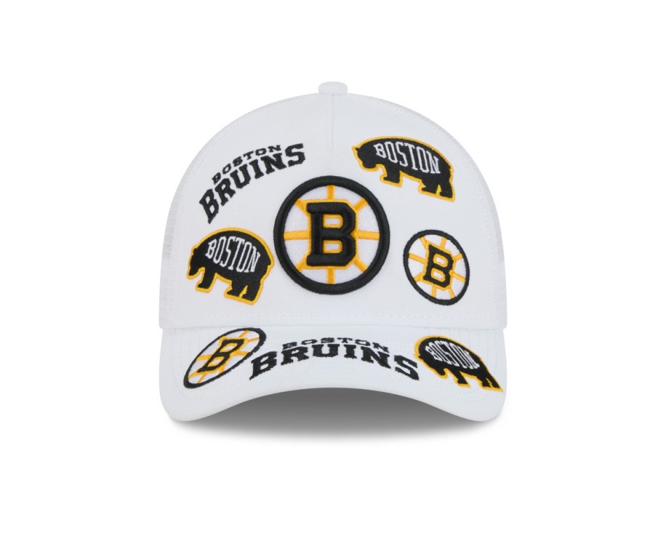 Boston Bruins čepice baseballová kšiltovka 9FORTY M-Crown A-Frame Trucker All Over white - Boston Bruins kšiltovky, čepice, rukavice