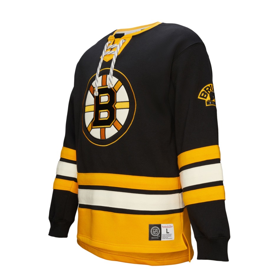 Boston Bruins pánská mikina Heritage Lace-Up Crew Vintage Logo - Boston Bruins mikiny, bundy, kalhoty