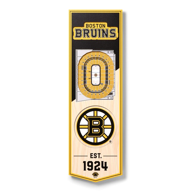 Dřevěná Cedule Boston Bruins NHL Banner na stěnu W Sports Stadium Logo