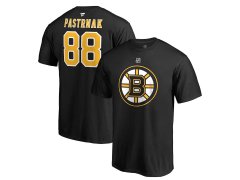 Boston Bruins pánské tričko black #88 David Pastrňák Stack Logo Name & Number