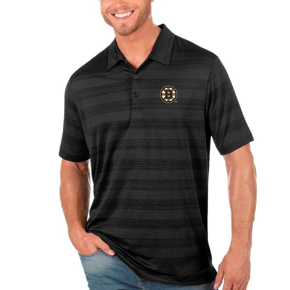 Boston Bruins pánské polo tričko Antigua Compass Black - Boston Bruins trička, polo trička, košile