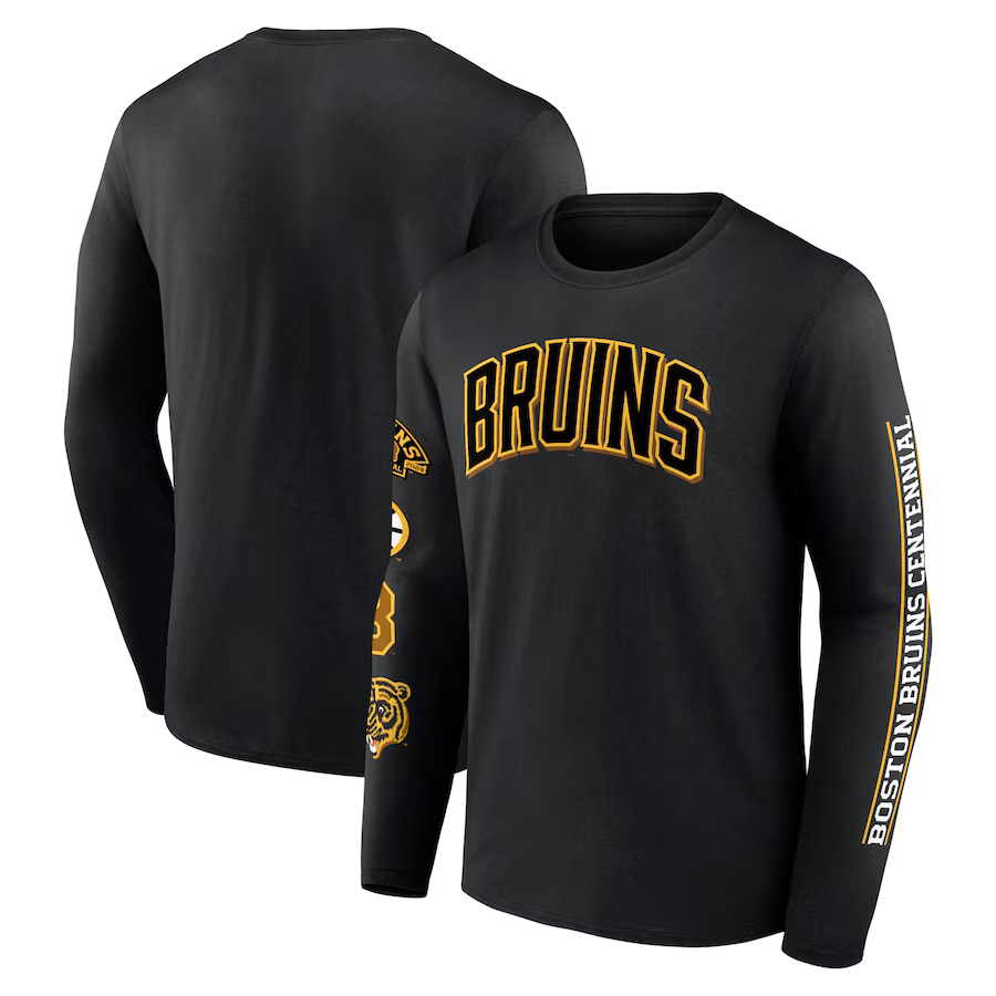 Boston Bruins pánské tričko s dlouhým rukávem Centennial black