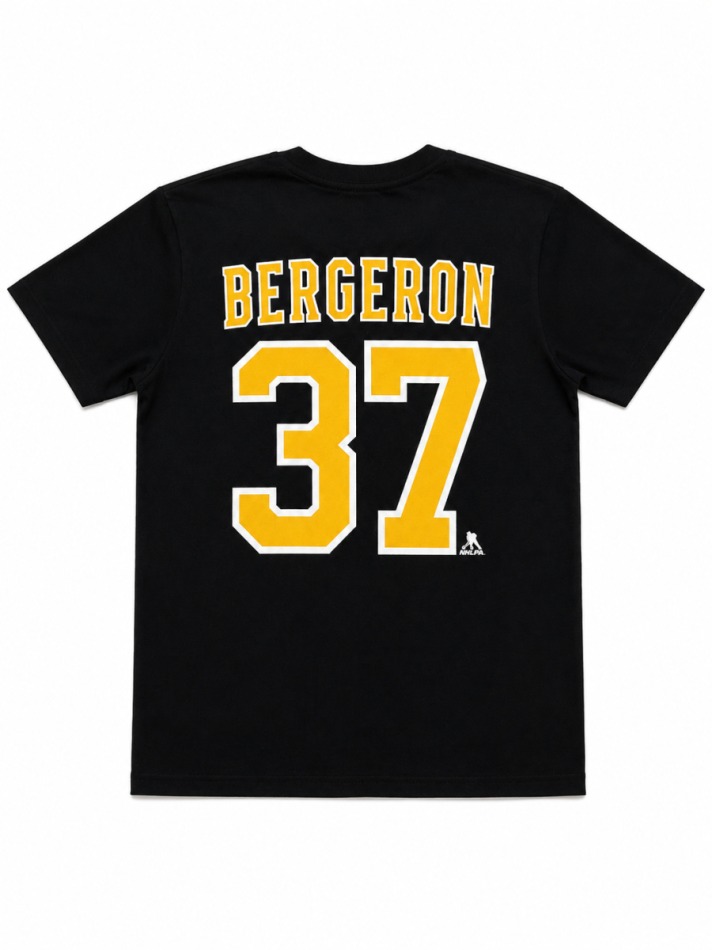 Boston Bruins pánské tričko Patrice Bergeron #37 Boston Bruins NHL Iconic Name & Number Graphic - Boston Bruins trička, polo trička, košile