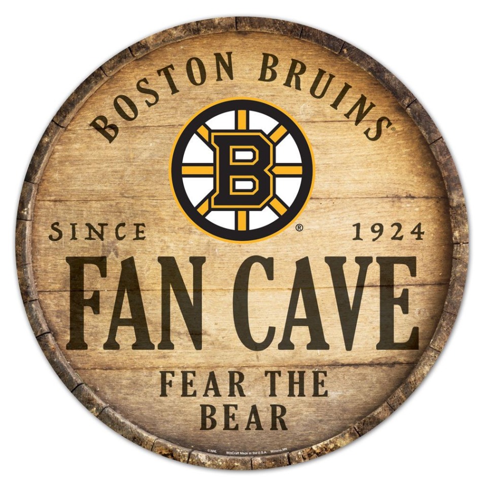 Boston Bruins cedule na zeď Fan Cave Circular Wood Sign