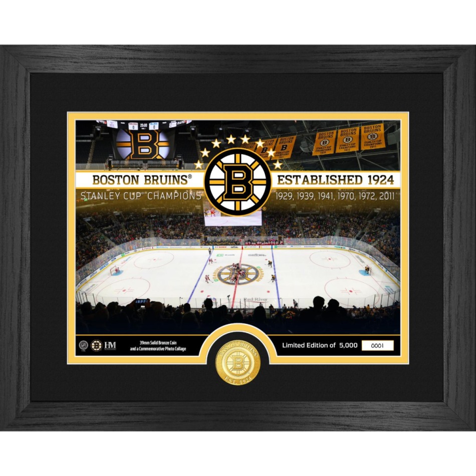 Sběratelská plaketa Boston Bruins NHL Team Rink Photo Bronze Coin Photo Mint - Boston Bruins vlajky, plakáty