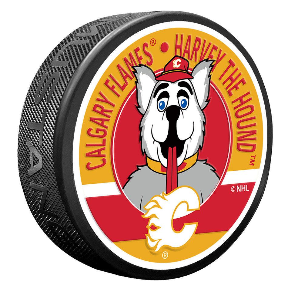 Calgary Flames puk Harvey Mascot Textured - Calgary Flames hokejové vybavení