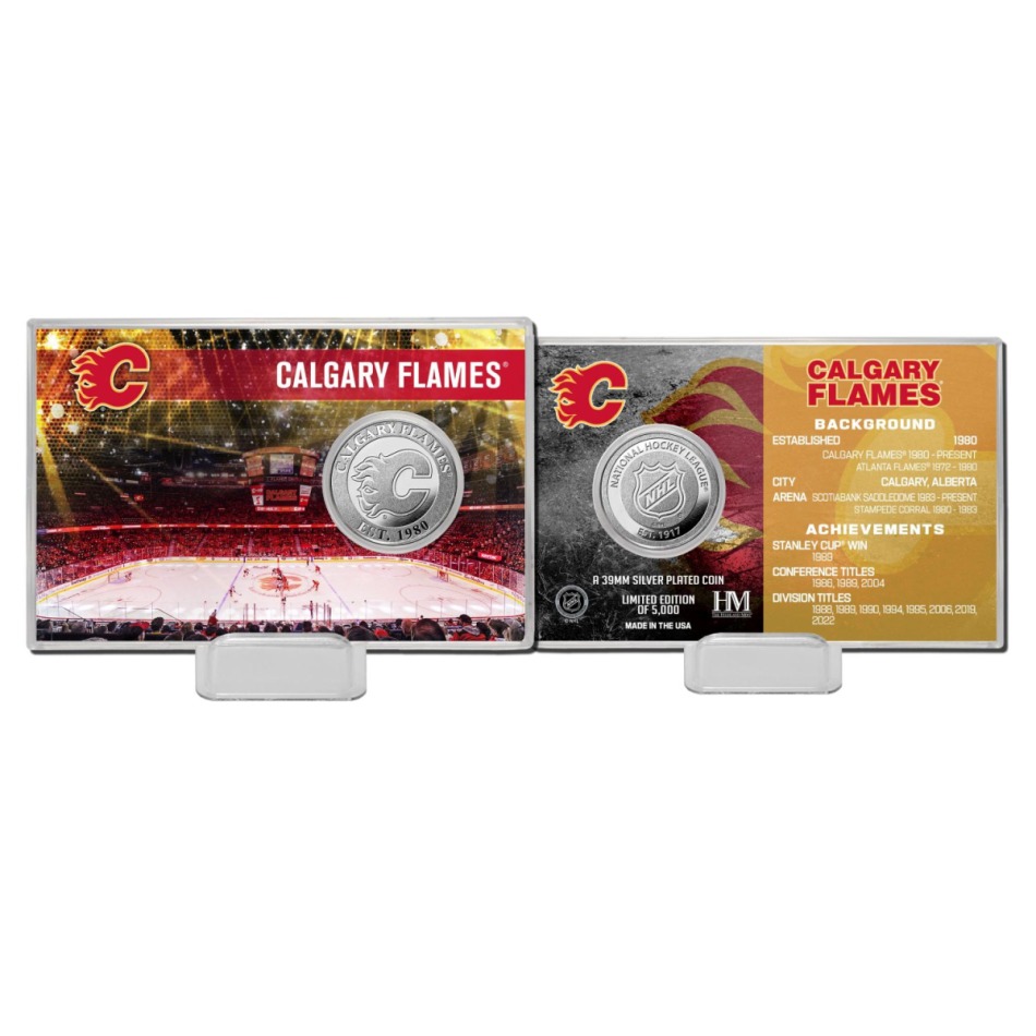 Calgary Flames sběratelská mince History Silver Coin Card Limited Edition od 5000 - Calgary Flames ostatní suvenýry