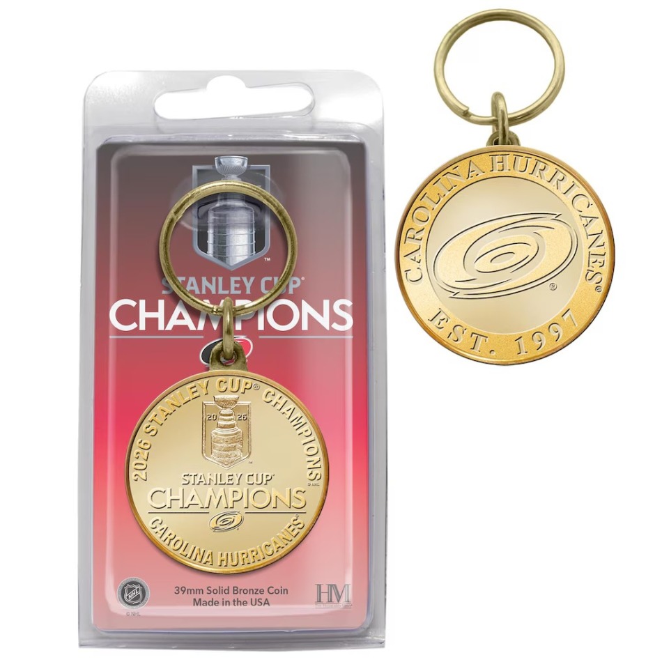Carolina Hurricanes přívěšek na klíče NHL 2026 Stanley Cup Champions Bronze Coin Key Chain