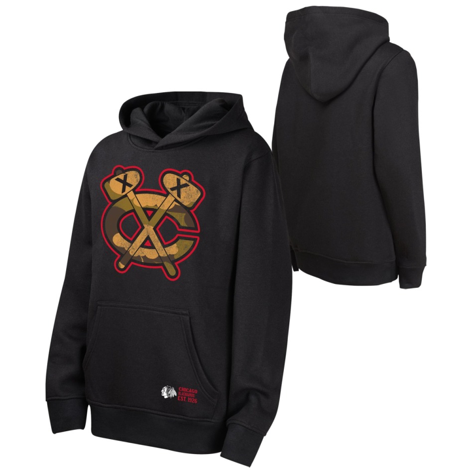 Chicago Blackhawks dětská mikina s&nbsp;kapucí Down To The Wire Po Fleece Hood - Chicago Blackhawks dětské oblečení