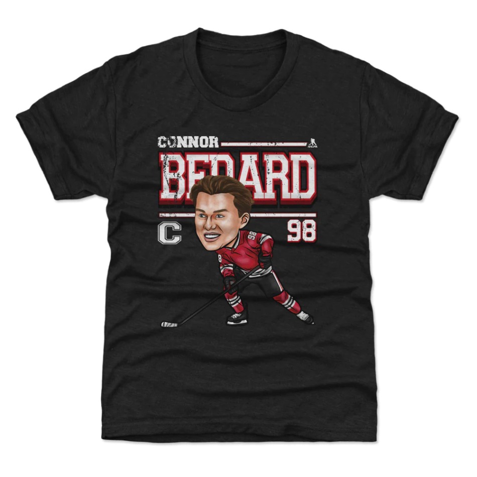 Chicago Blackhawks dětské tričko Connor Bedard #98 Cartoon WHT 500 Level - Chicago Blackhawks dětské oblečení