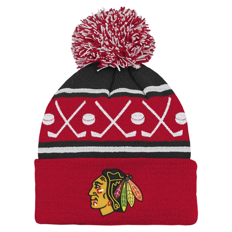 Chicago Blackhawks dětská zimní čepice NHL Face-Off Cuff Pom - Chicago Blackhawks dětské oblečení