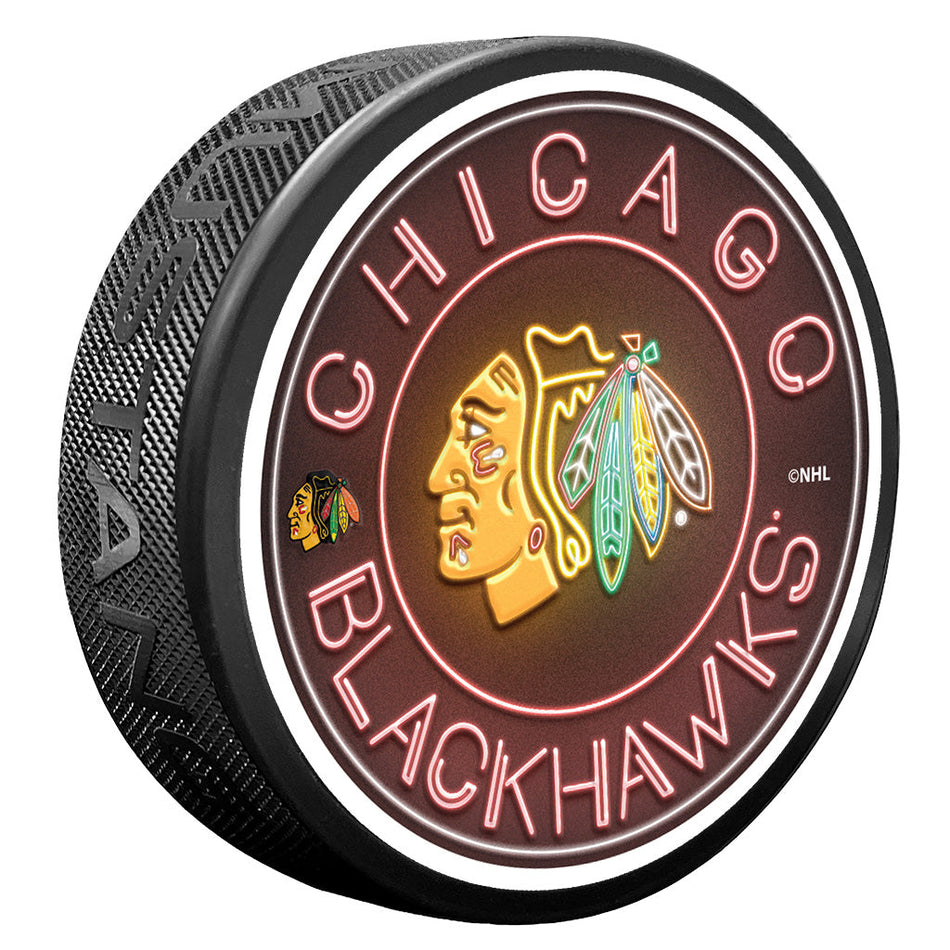 Chicago Blackhawks puk Neon - Chicago Blackhawks hokejové vybavení