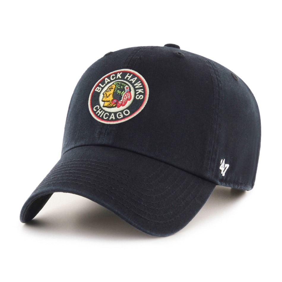 Chicago Blackhawks čepice baseballová kšiltovka 47 CLEAN UP Adjustable black - Chicago Blackhawks kšiltovky, čepice, rukavice