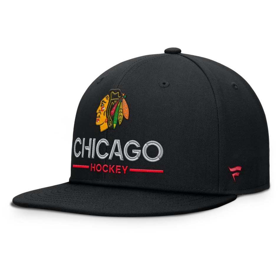 Chicago Blackhawks čepice flat kšiltovka Authentic Pro A/Cap Flat Brim Square Visor Structured Adjustable - Chicago Blackhawks kšiltovky, čepice, rukavice