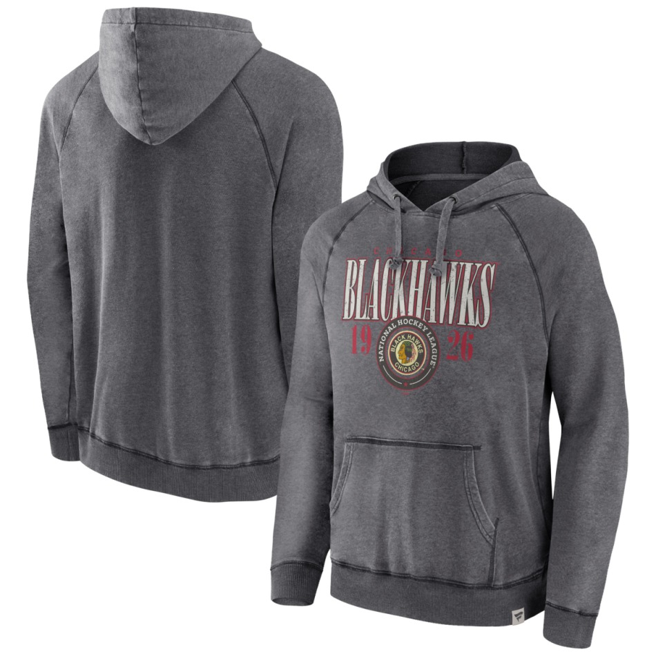 Chicago Blackhawks pánská mikina s&nbsp;kapucí A/LS Hoodie grey - Chicago Blackhawks mikiny, bundy, kalhoty
