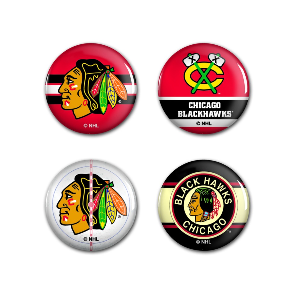 Chicago Blackhawks placka Button 4 Pack - Chicago Blackhawks ostatní suvenýry