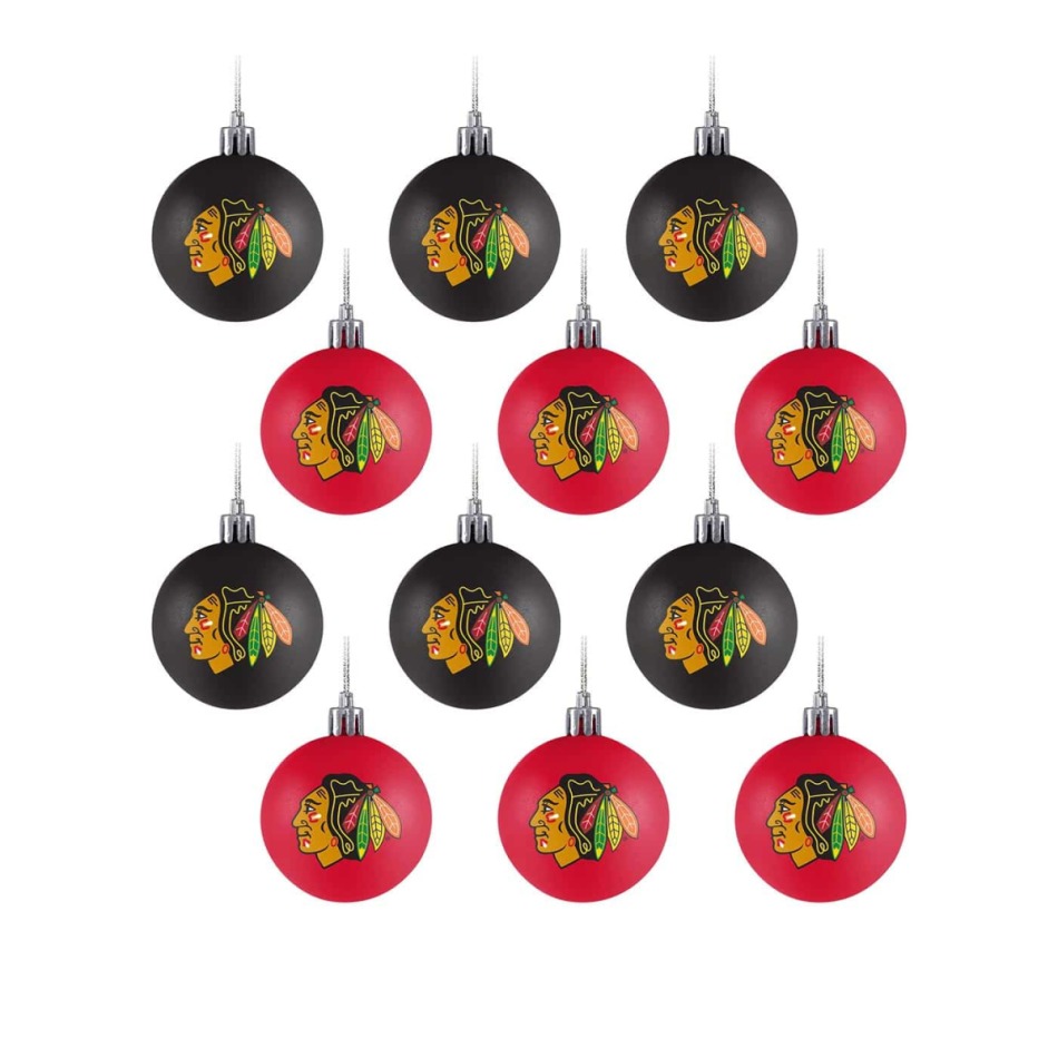 Chicago Blackhawks vánoční ozdoby NHL FOCO 12 Pack Ball Ornament Set - Chicago Blackhawks ostatní suvenýry