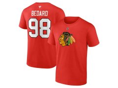Chicago Blackhawks pánské tričko Connor Bedard #98 Draft 2023 Stack Logo Name & Number Red