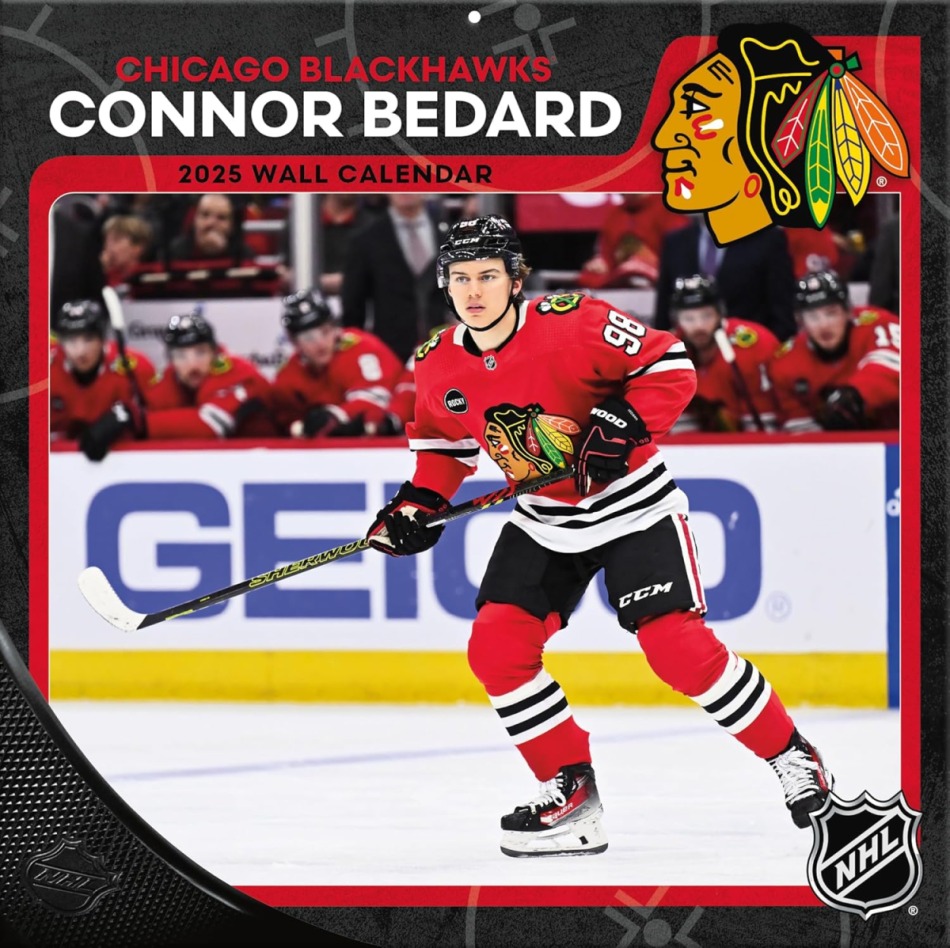 Chicago Blackhawks kalendář Connor Bedard 2025 Wall Calendar - Chicago Blackhawks vlajky, plakáty