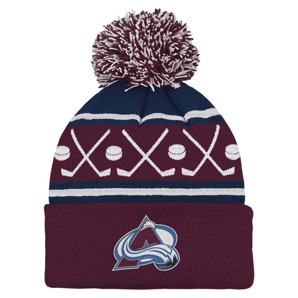 Dětská batolecí zimní čepice Colorado Avalanche NHL Face-Off Cuff Pom