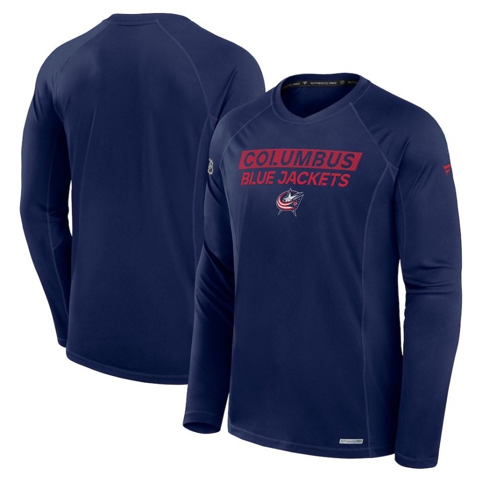 Columbus Blue Jackets pánské tričko s&nbsp;dlouhým rukávem Authentic Pro Rink Tech navy - Columbus Blue Jackets trička, polo trička, košile