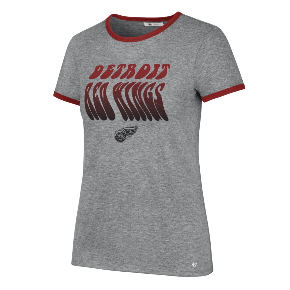 Detroit Red Wings dámské tričko Letter Ringer grey - Detroit Red Wings dámské oblečení