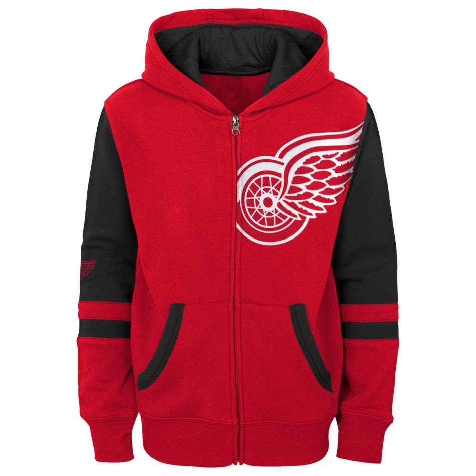 Detroit Red Wings dětská mikina s&nbsp;kapucí faceoff colorblocked fleece full-zip - dětské oblečení