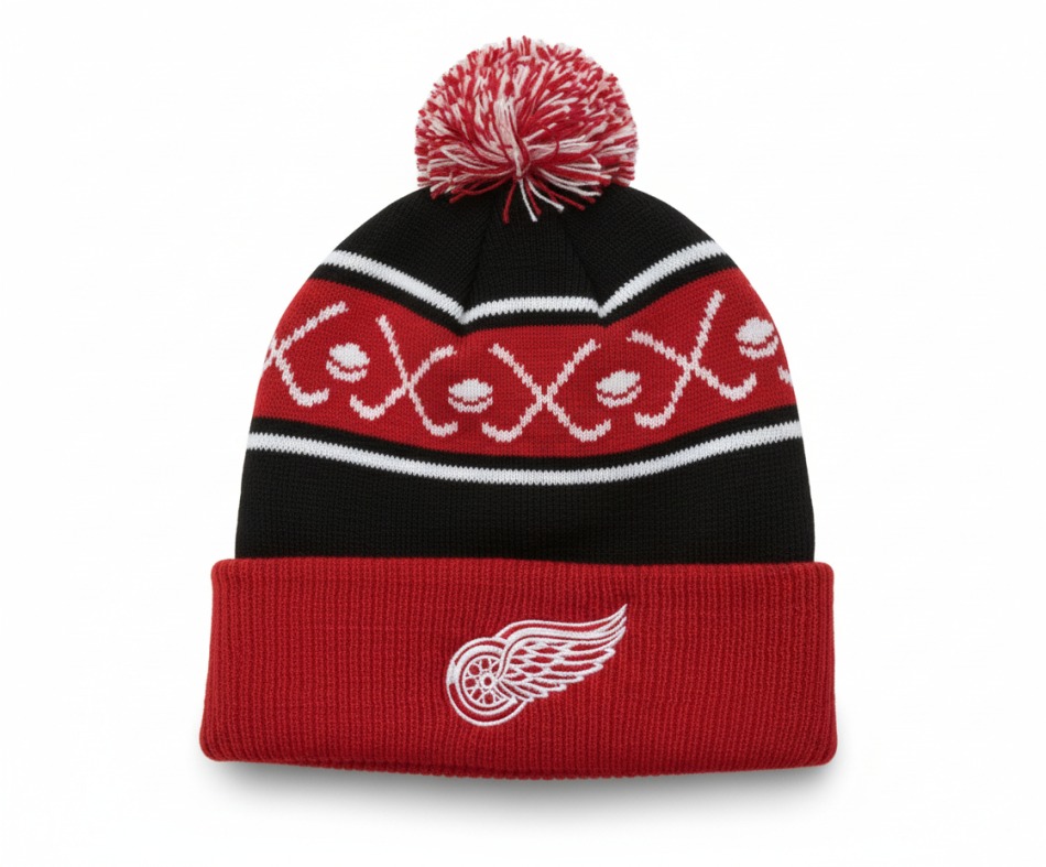 Detroit Red Wings dětská zimní čepice Face-Off Cuff Pom - Detroit Red Wings dětské oblečení