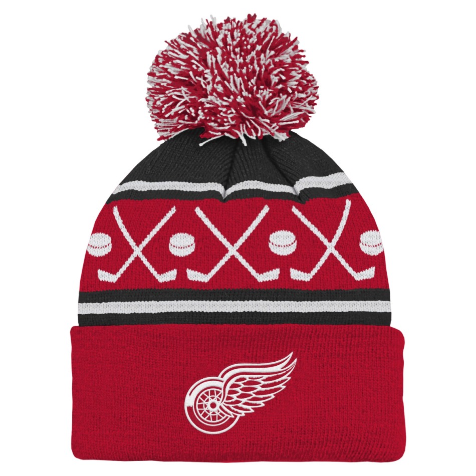 Detroit Red Wings dětská zimní čepice NHL Face-Off Cuff Pom - Detroit Red Wings dětské oblečení