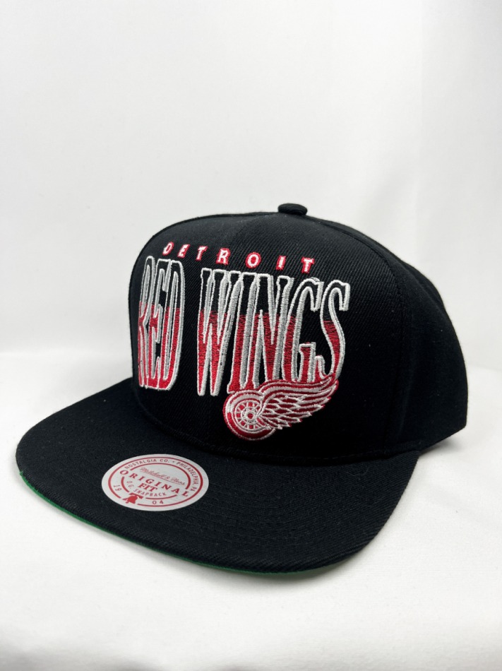 Detroit Red Wings čepice flat kšiltovka Line Work Snapback Vntg - Detroit Red Wings kšiltovky, čepice, rukavice