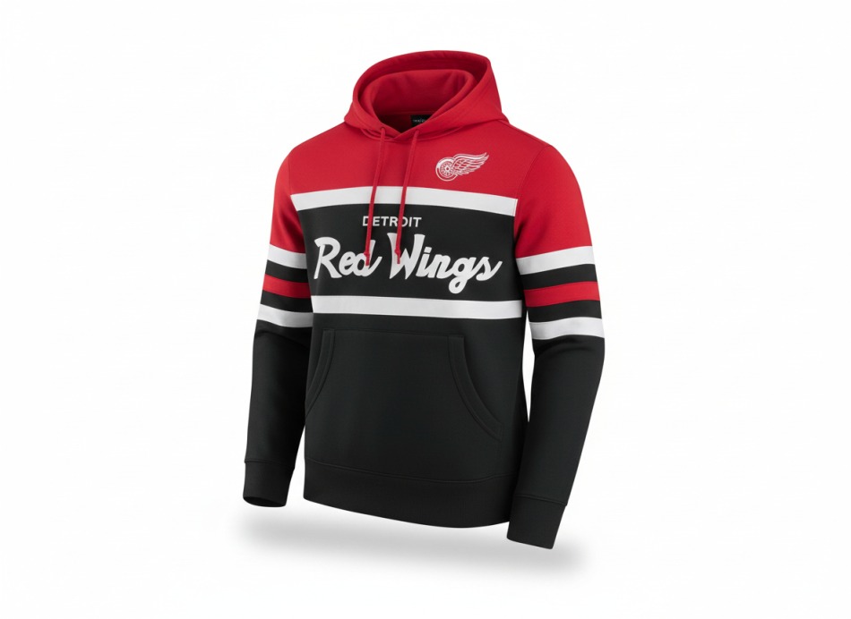 Detroit Red Wings pánská mikina s&nbsp;kapucí Head Coach Hoodie Current Logo black - Detroit Red Wings mikiny, bundy, kalhoty