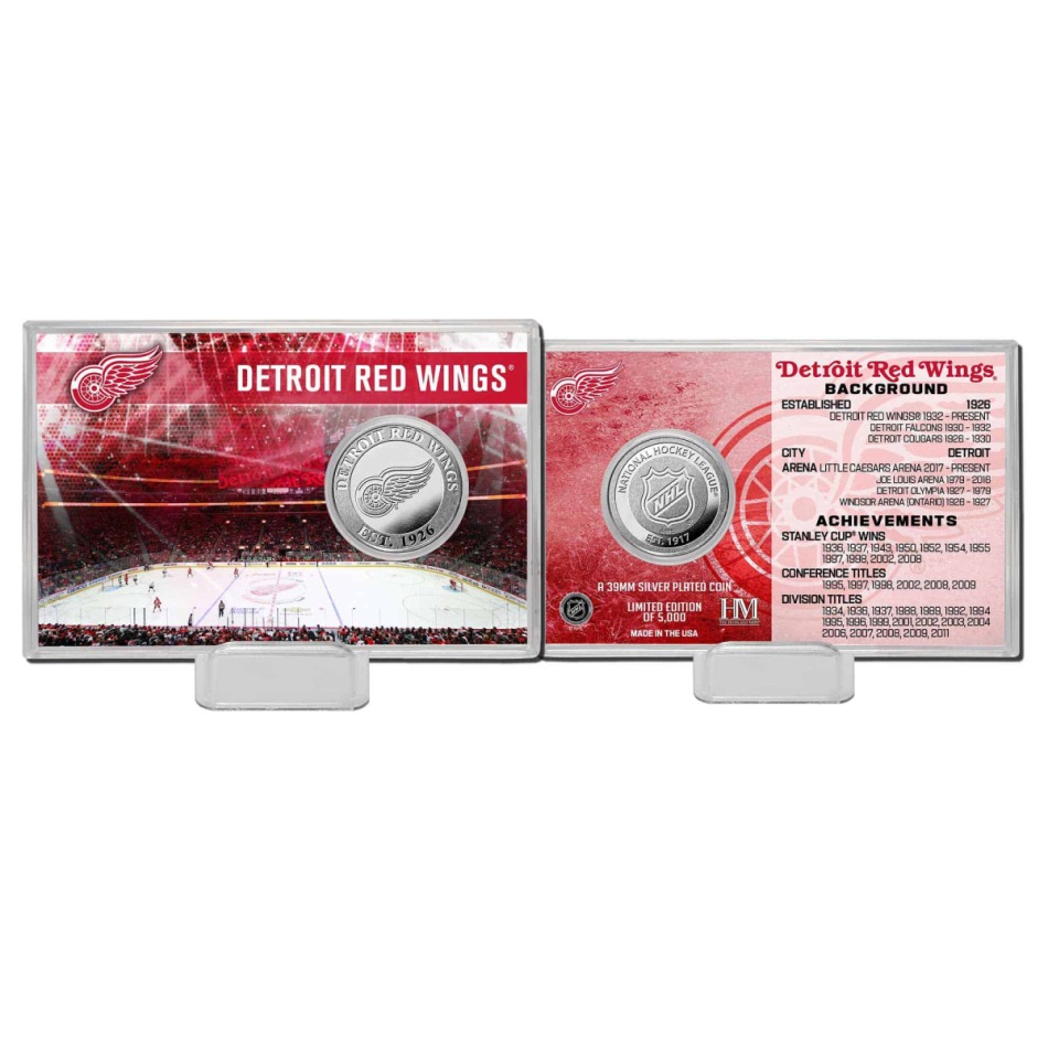 Detroit Red Wings sběratelská mince History Silver Coin Card Limited Edition od 5000 - Detroit Red Wings ostatní suvenýry