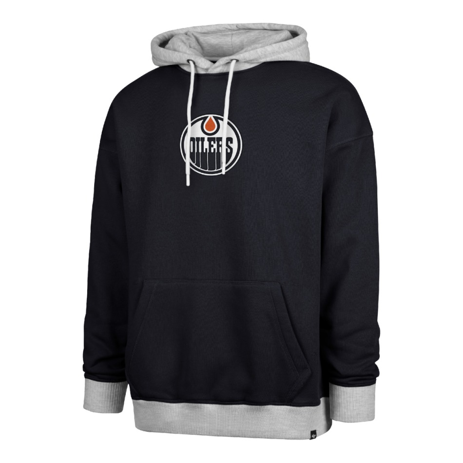 Edmonton Oilers pánská mikina s&nbsp;kapucí 47 Patch Drop Shoulder Hood black - Edmonton Oilers mikiny, bundy, kalhoty