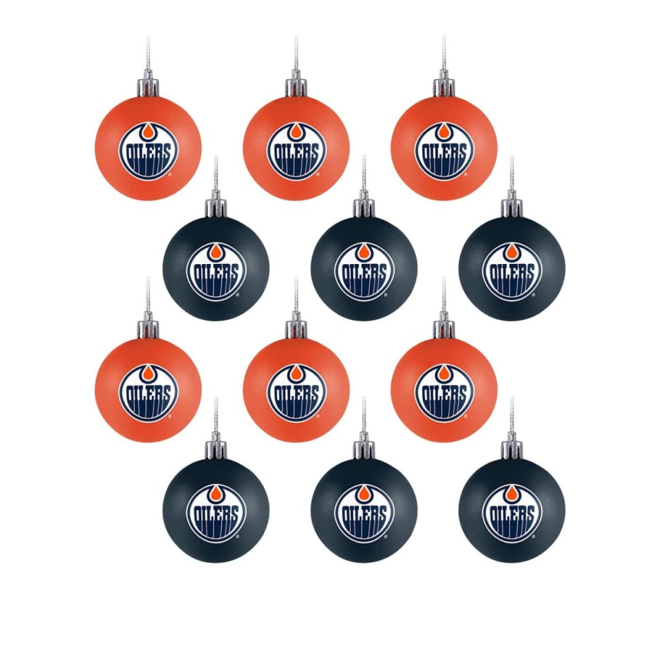 Edmonton Oilers vánoční ozdoby NHL FOCO 12 Pack Ball Ornament Set - Edmonton Oilers ostatní suvenýry