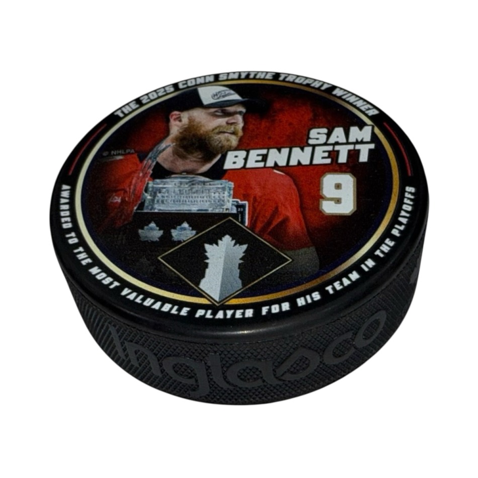 Florida Panthers puk Sam Bennet #9 NHL 2025 Stanley Cup Playoffs Conn Smythe Trophy Souvenir Collector - Florida Panthers hokejové vybavení