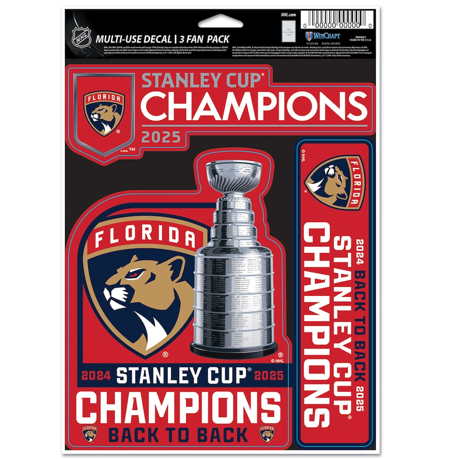 Florida Panthers set samolepek 2025 Stanley Cup Champions 3-Pack Fan - Florida Panthers stanley Cup 2025
