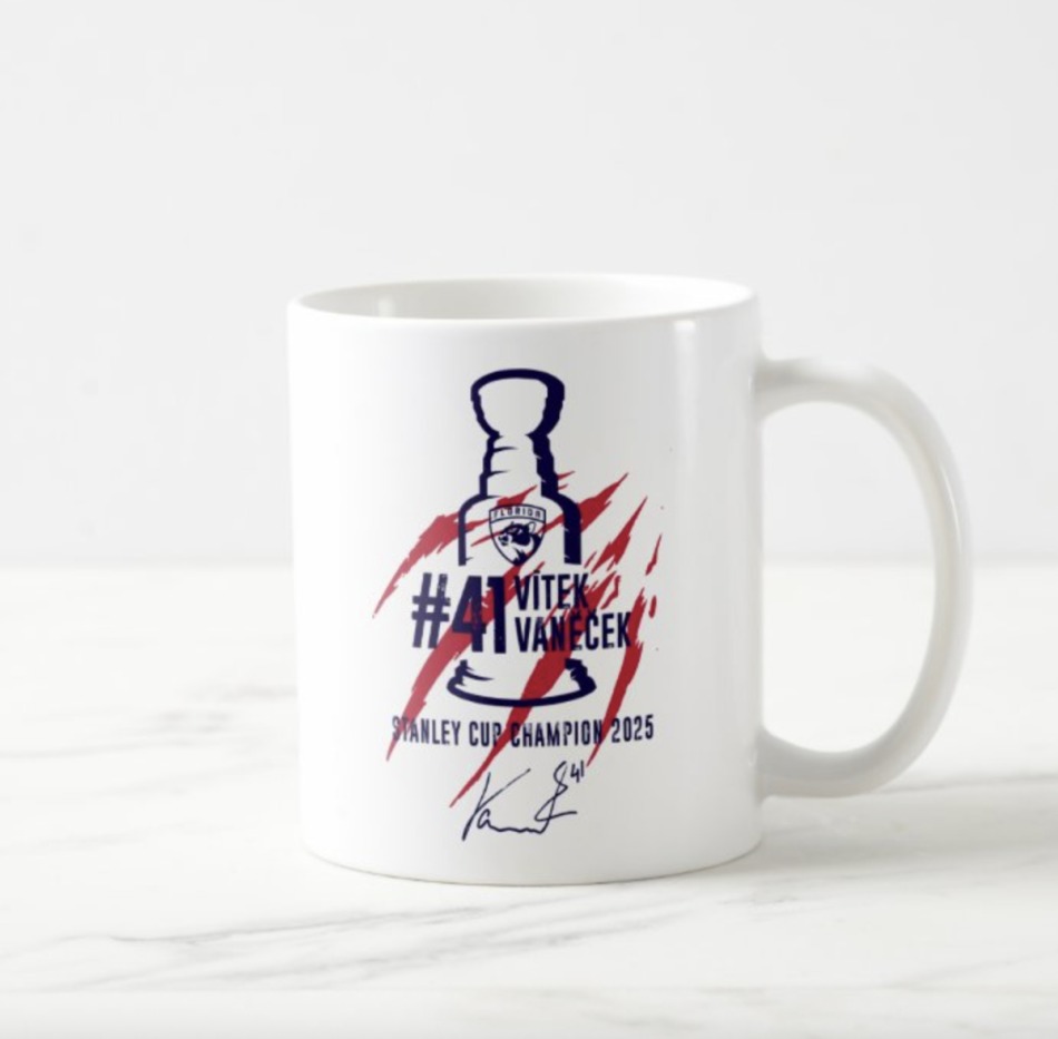 Florida Panthers hrníček Vítek Vaněček #92 Stanley Cup Champion 2025