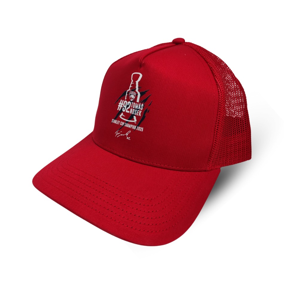 Florida Panthers čepice baseballová kšiltovka Tomáš Nosek #92 Stanley Cup Champion 2025 red - Florida Panthers stanley Cup 2025