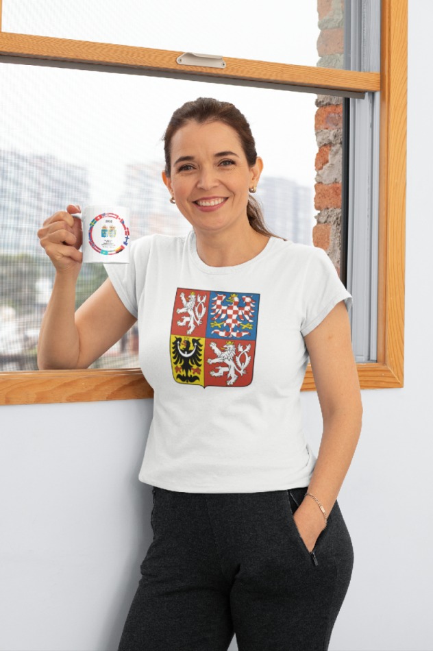 Hokejové reprezentace dámské tričko Czech Republic National Emblem 2025 White - Hokejové reprezentace dámské oblečení